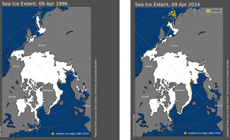 Today's Arctic Sea Ice Extent Matches 1996; Snow Remains In Northern ...